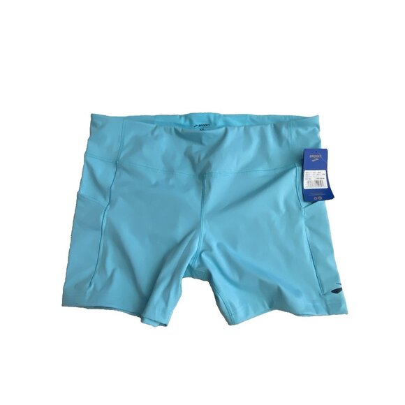 Brooks Women Size XXL Method 5” Short Tights Vivid Teal Wicking 4 Way Stretch - Picture 10 of 10